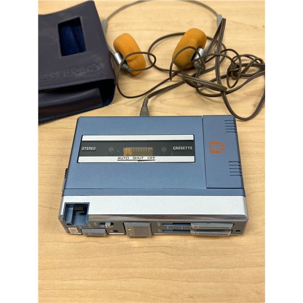 Vintage JIL JWS 303 Stereo Cassette Player With Vinyl case & Headphones - not tested, see photos