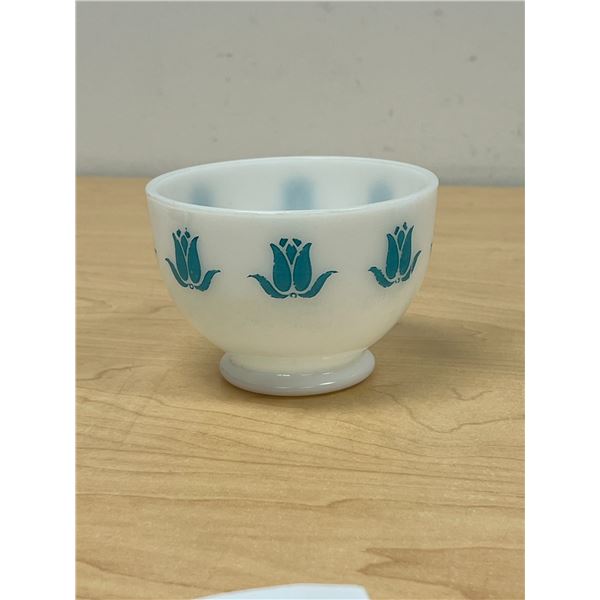 Vintage Fire King Turquoise Cottage Cheese Tulip Bowl - Approx: 4.25"W 3"T