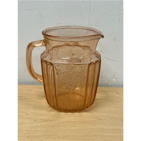 Vintage Pink Embossed Flowers Water / Juice Pitcher - Approx: 6" tall
