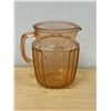 Image 1 : Vintage Pink Embossed Flowers Water / Juice Pitcher - Approx: 6" tall