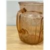 Image 3 : Vintage Pink Embossed Flowers Water / Juice Pitcher - Approx: 6" tall
