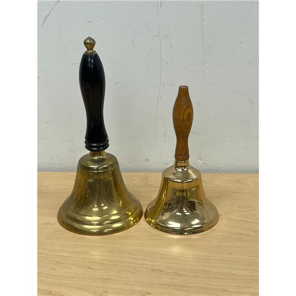 2 Brass / Metal School Bells - 10 & 7.5"