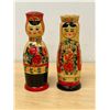 Image 1 : 2 Painted Wooden Dolls Décor Items - tallest 8"