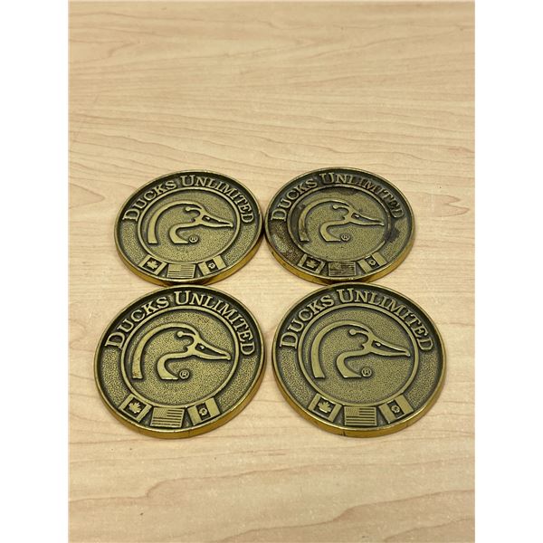 4 Brass Ducks Unlimited Drink Coasters 3.25"