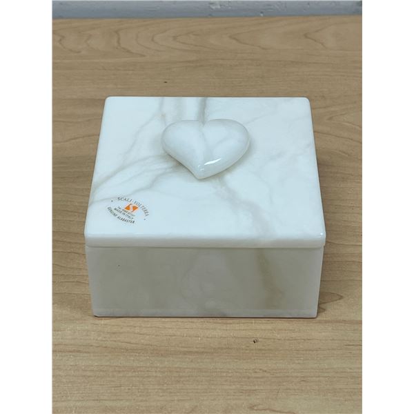 Scali Volterra Italian Alabaster Trinket Dish - Approx: 4.75x4.75" and 2.25"T - see all photos