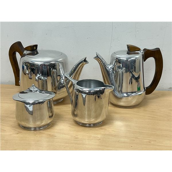 Stunning Mid Century Picquot Ware (England) Coffee / Tea Pots with Cream and Sugar