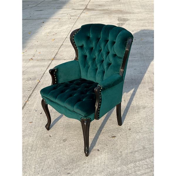 Modern Green Button Tufted Arm Chair