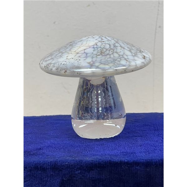 Art Glass Mushroom Paperweight - Approx: 2.75"T - see all photos
