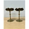 Image 2 : 2 Brass Lotus Flower Candle Holders 7.5"T 5"W
