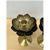 Image 3 : 2 Brass Lotus Flower Candle Holders 7.5"T 5"W