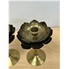 Image 4 : 2 Brass Lotus Flower Candle Holders 7.5"T 5"W