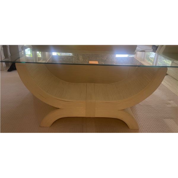 Emporors Reed Rattan Sofa Console Table  Vintage Wicker (part of the set!) 58"x22"x28"tall