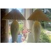 Image 1 : Two 1970"s Palm Beach Set of Tall Table Pottery Lamps w/Stork Imprint & Shades 38"tall
