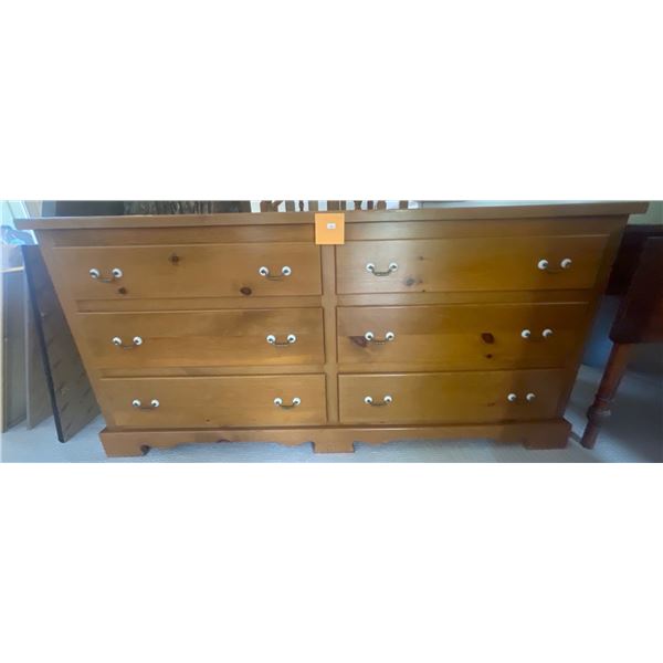 Six Drawered Solid Oak Dresser 65"x18"x35"