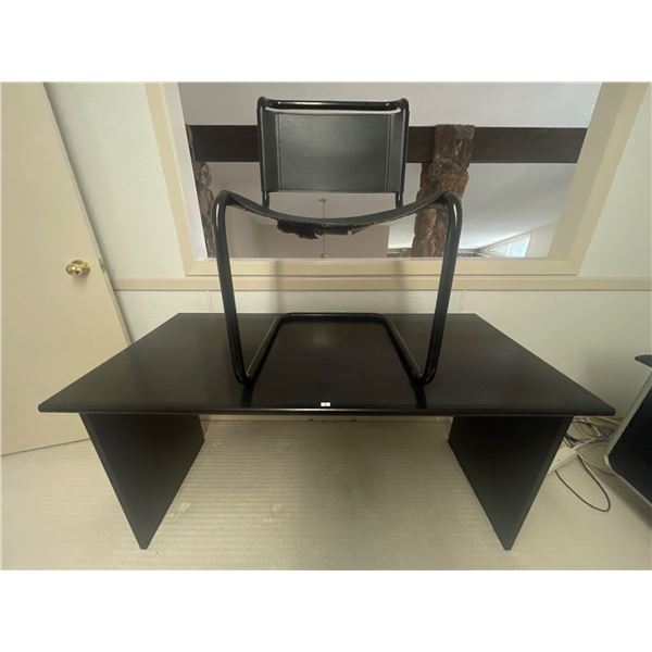Black Sleek Desk & Leather Chair  53"x25"x27"