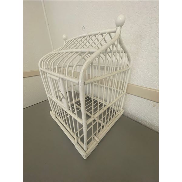 Cute Hanging White Wicker Bird House Decoration