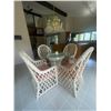 Image 1 : One of a Kind Rattan Wicker Table & Four Chairs w/glass table top 48" Diameter  29"tall