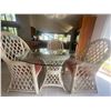 Image 4 : One of a Kind Rattan Wicker Table & Four Chairs w/glass table top 48" Diameter  29"tall
