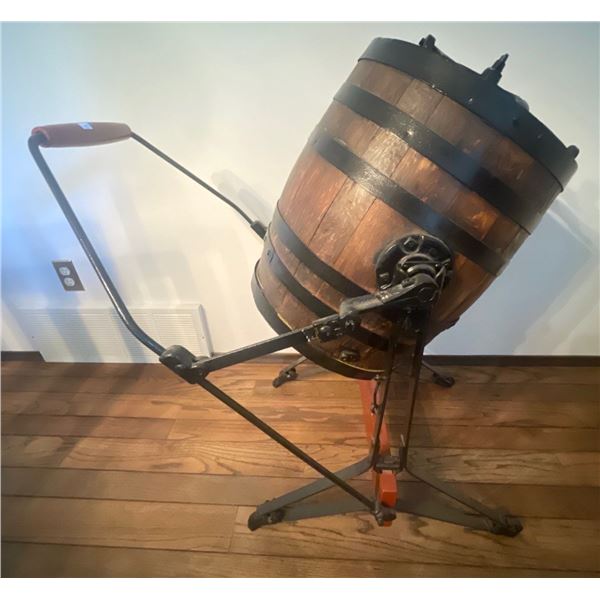 Antique Butter Churner On Castors   15"x18"tall