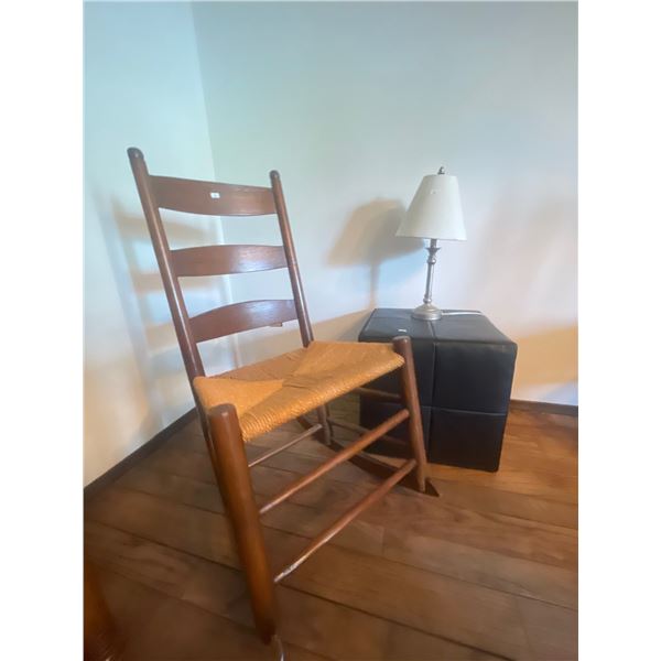 Medium Sized Wood Rocker w/poof ottoman & lamp