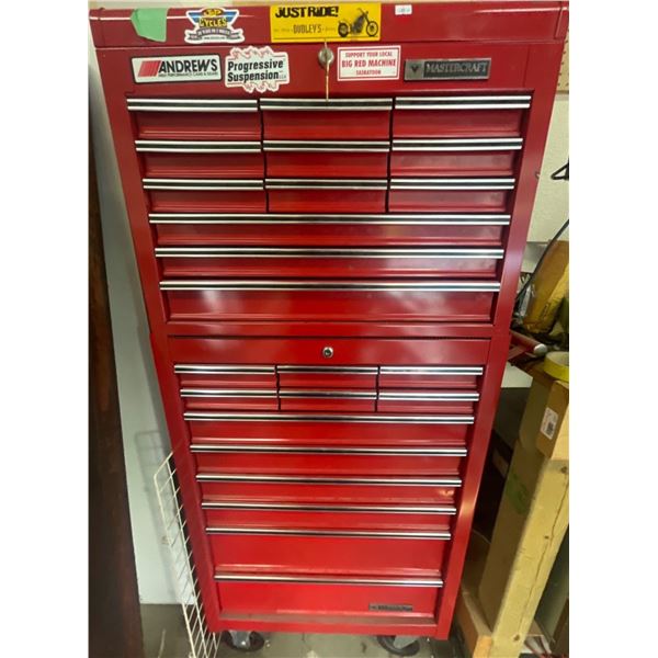 Dual Leveled Mastercraft Large Full Tool Box on Wheels   Screwdrivers, Wrenches, Allen Keys +++