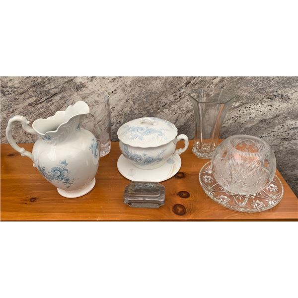 Tacoma Phoenix Pottery England Jug Crystal Bowl and Plates