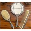Image 2 : Elegance Silver Plated Brush, Comb, Mirror, Bell, Frame and Powder Dish