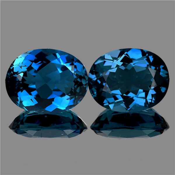Natural Intense London Blue Topaz Pair 10.78 Cts {Flawless-VVS}