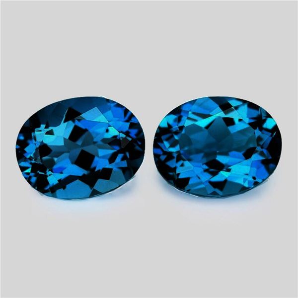 Natural Intense London Blue Topaz Pair {Flawless-VVS}