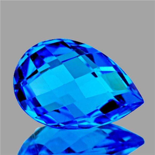 Natural Intense Swiss Blue Topaz 15x10 MM{Flawless-VVS}