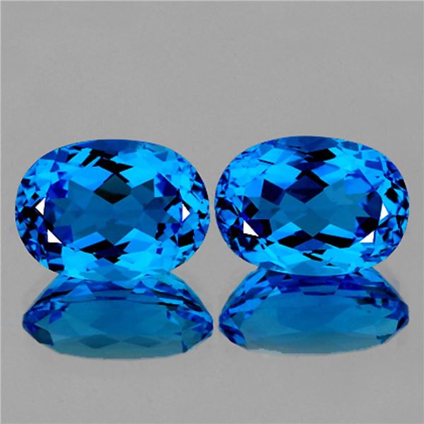 Natural Intense Swiss Blue Topaz Pair {Flawless-VVS}
