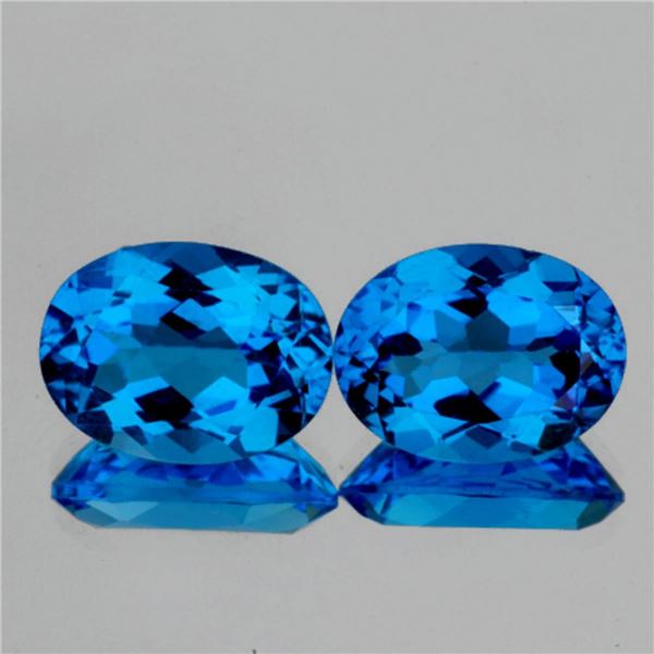 Natural Intense Swiss Blue Topaz Pair {Flawless-VVS}