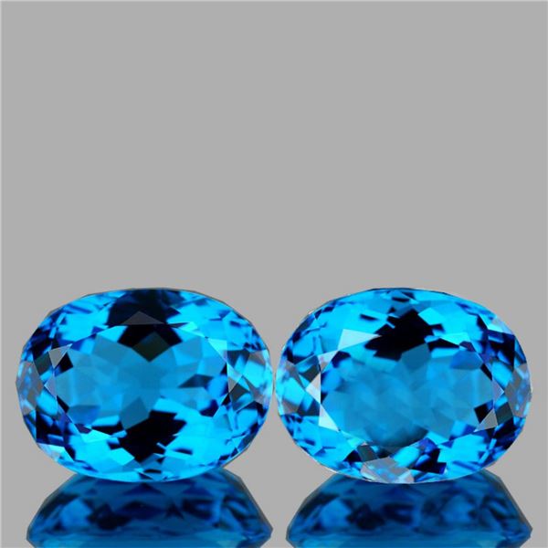 Natural Intense Swiss Blue Topaz Pair {Flawless-VVS}