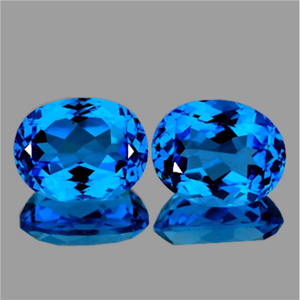 Natural Intense Swiss Blue Topaz Pair {Flawless-VVS}