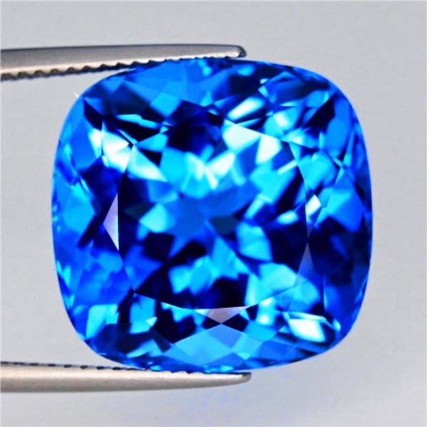 Natural Cushion Swiss Blue Topaz 12 MM {Flawless-VVS}