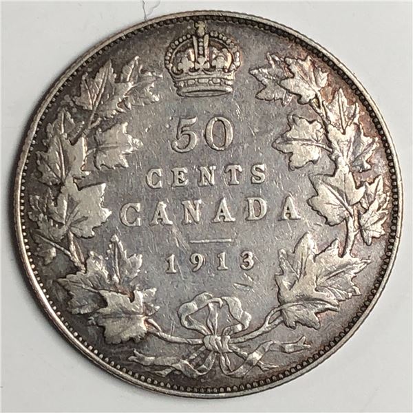 1913 King George V 50 Cents F++