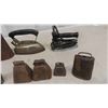 Image 2 : 9 Vintage Open Cow / Sheep Bells , 2 Irons