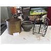 Image 1 : Vintage Magazine Rack, 2 Brass Pots