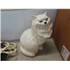 Image 2 : 2 Ceramic Cats Tallest is 15'' - 1 Has Been Repaired (See Photos) , 2 Macrame Hangers