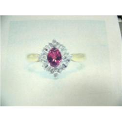 Pink Tourmaline and diamond lady's ring, 14K yellow gold, pink tourmaline: oval, faceted, approx. .5