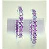 Image 1 : Amethyst hoop earrings, 14K white gold, round faceted, approx. 6.84 carats, transparent, vivid purpl