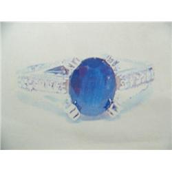 Sapphire and diamond lady's rings, 14K white gold, sapphire, oval faceted, approx. 1.25 carats, opaq