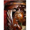 Image 4 : Ornately carved, mahogany finish plant stands with 2 lions (1)
