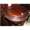 Image 6 : Ornately carved, mahogany finish plant stands with 2 lions (1)