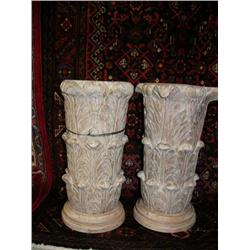 2 ornately carved, white washed planters (1)