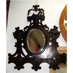 Ornate 4 shelf mahogany finish mirror (1)