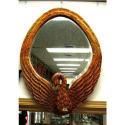 Maple finish swan framed mirror (1)