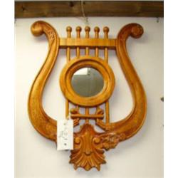 Maple finish lyre framed mirror (1)