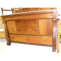 American Empire style mahogany buffet with marble top (214)