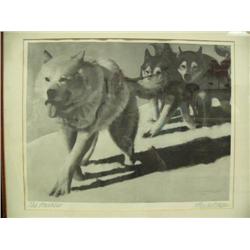 Machetanz print "The Huskeys" done in 1967, signed (213)